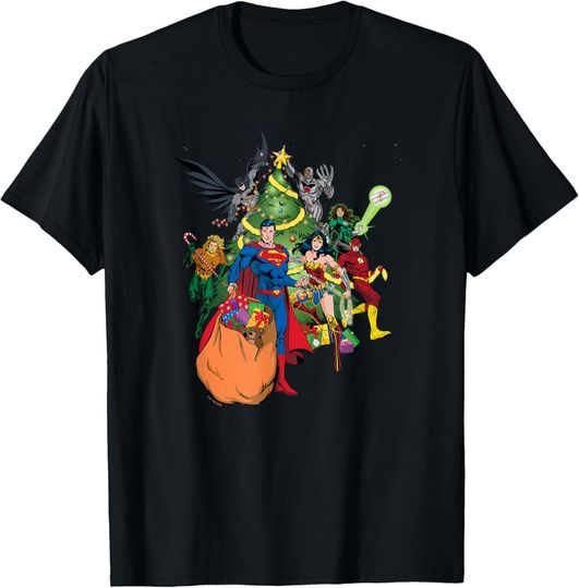 DC Comics Christmas Justice League Hero Christmas Tree T-Shirt, Gift For Fan
