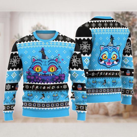 Discover Derpy Christmas Tiger Ugly Sweater, Blue Tiger Xmas Sweater, Demon Tiger Costume Sweater, Kpop Tiger Cosplay Outfit For Kid