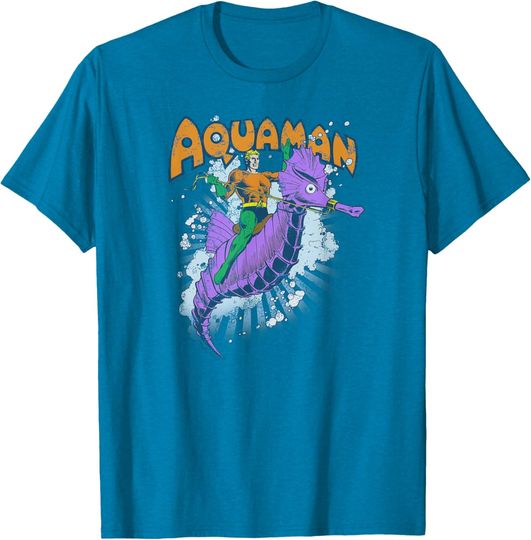 DC Comics Aquaman Ride Free Unisex-Adults T-Shirt, Short Sleeve, Gift For Fan