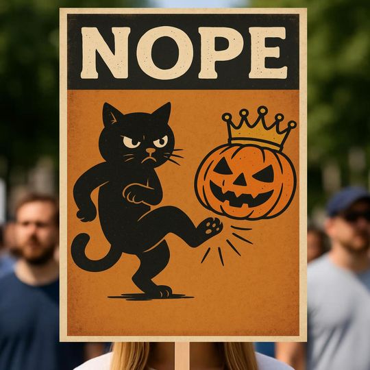 Discover NOPE Crown Kicking Cat Protest Poster, No Kings Rally March Sign, Oct 18th No Kings Print, Anti Trump Protest Sign, 3 Sizes PDF