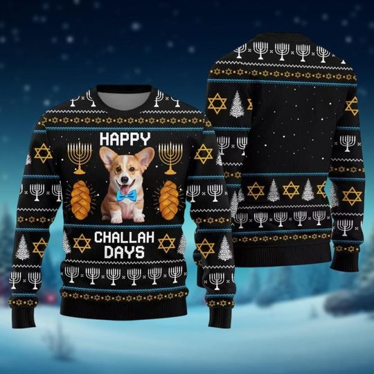 Custom Dog Photo Ugly Sweater, Happy Hanukkah Sweater, Custom Pet Lover With Picture Sweater, Pet Face Christmas Sweater