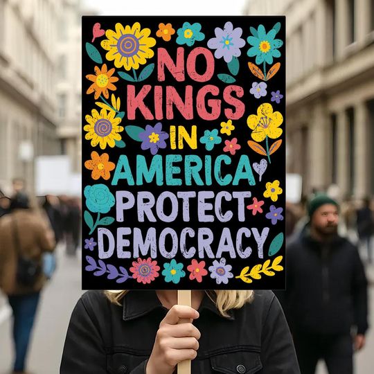 Discover Protect Democracy Protest Poster, No Kings rally day Protests Sign, Anti-Trump, Political Activist Poster, Rally Sign, Resist Fascism Poster