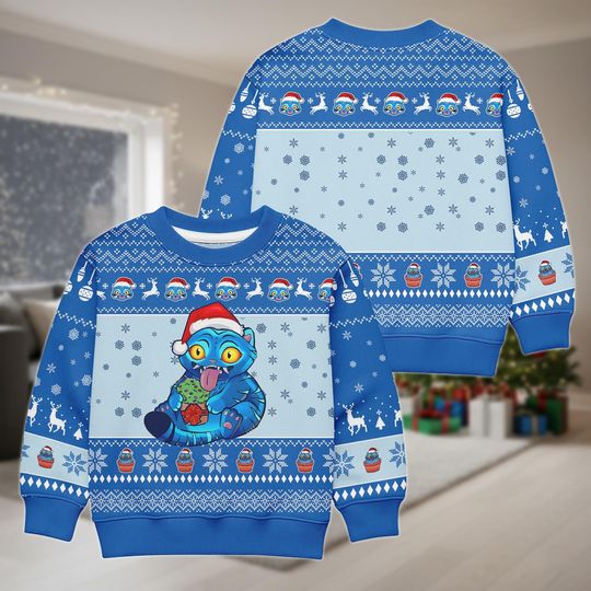 Discover Christmas Blue Tiger Kid Ugly Sweater, Demon Tiger Xmas Sweater, Demon Hunter Sweatshirt, Christmas Kid Sweater, Winter Outfit, Xmas Gift
