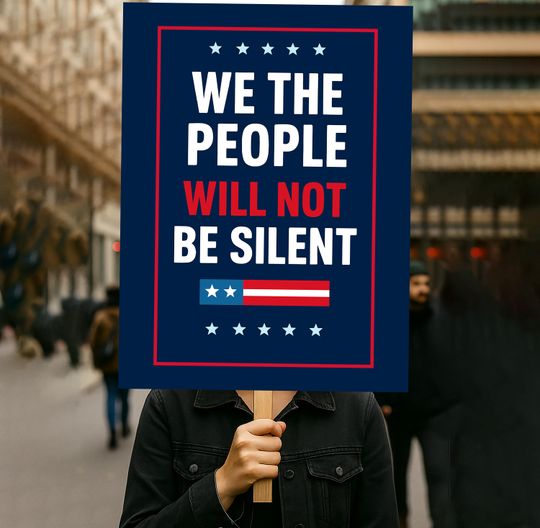 Discover We The People No Kings In America Protest Sign  , Anti-Trump Poster Sign For March, Political Activist Rally Sign