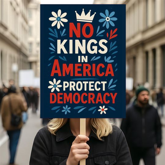 Discover Protect Democracy Protest Poster, No Kings rally day Protests Sign, Anti-Trump, Political Activist Poster, Rally Sign, Resist Fascism Poster