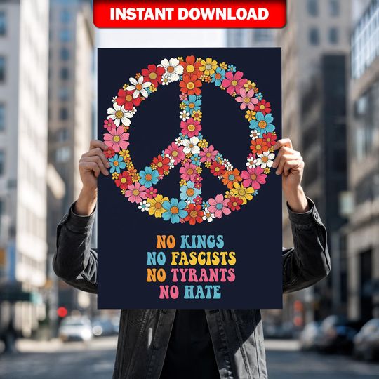 Discover No Kings in America Since 1776 Printable  Anti-Trump Protest Sign, Political Activist Rally Poster, March Art