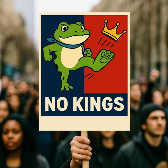 Discover Resist Frog Protest Sign Art Democracy  Poster,No Kings Day Protest Sign,NOPE Anti Trump sign,Democracy Has No Kings,Anti-Fascism
