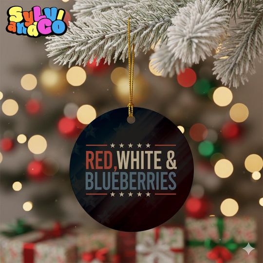 Red White & Blueberries Ornament, Christmas Tree Decor, Memorial Freedom Gift