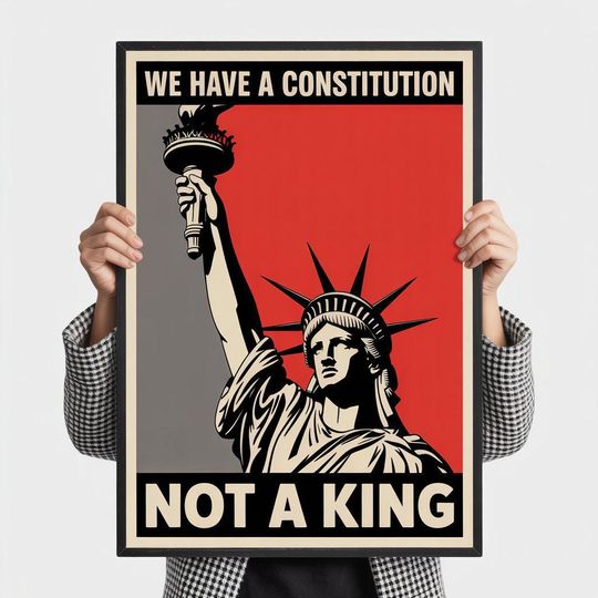Discover No Kings Anti-Trump Printable Poster  Patriotic Constitution Rally Sign  Political Wall Art Digital Download