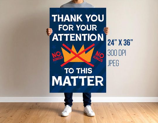 Discover No Kings Protest Sign: Save Democracy Political Art (Digital Download, 3 Sizes)