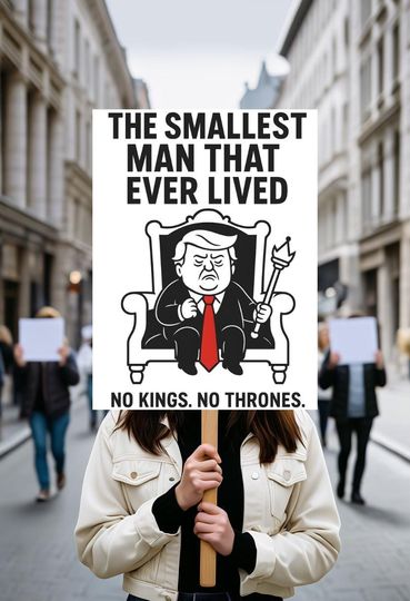 Discover No Kings Protest Sign  Print at Home  Smallest Man That Ever Lived, High Resolution 18 x 24 and 16 x 20 png and PDF, 2x2 and 3x3 PDF
