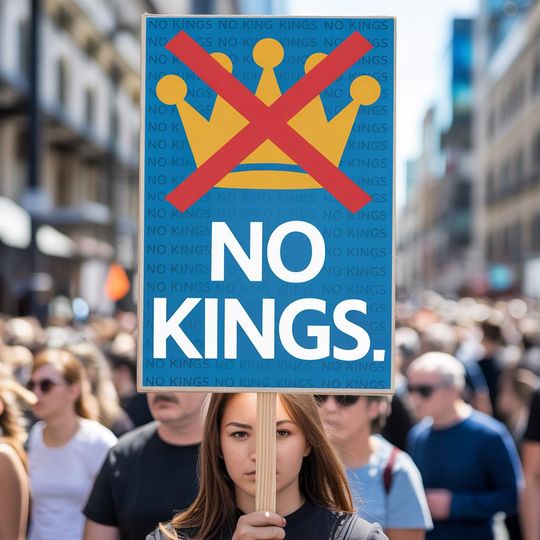 Discover No Kings Protest Poster Sign - Anti-Trump Resistance - - Save Democracy Rally - No Faux King Way
