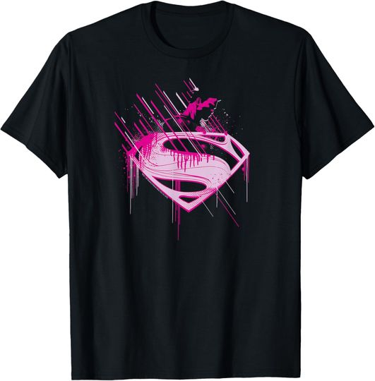 Superman Man of Steel Pink Splatter T-Shirt, Gift For Fan