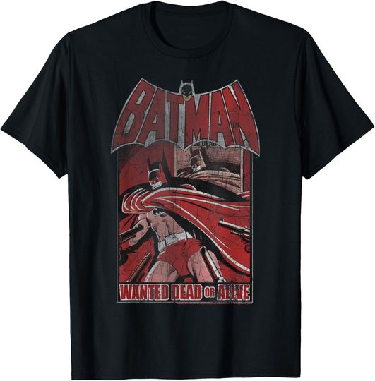 Discover DC Comics Batman Wanted Poster Red Hue T-Shirt