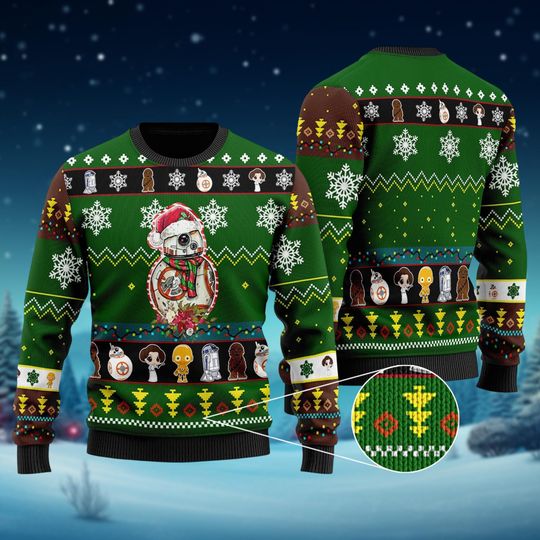 Discover BB-8 Ugly Christmas Sweater, Star Wars Droid Holiday Sweater, Disney Xmas Shirt, Starwars Christmas Party Gift For Women Men Kid