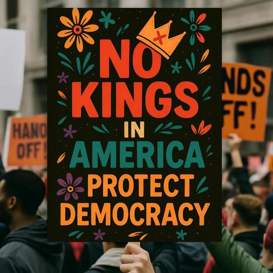 Discover Protect Democracy Sign, No Kings In America Anti-Trump Poster ,Freedom Lovers Gift, Political Activist Rally Sign, Anti MAGA Sign