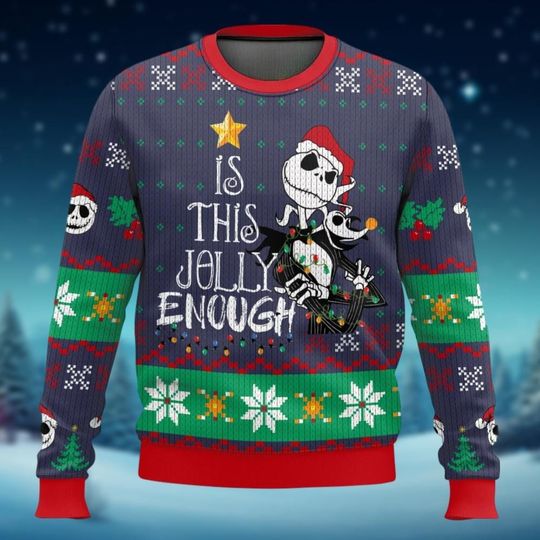 Jack Skellington Ugly Christmas Sweater, Nightmare Before Christmas Sweater, Santa Hat Jack Shirt, Christmas Gift For Women Men Kid