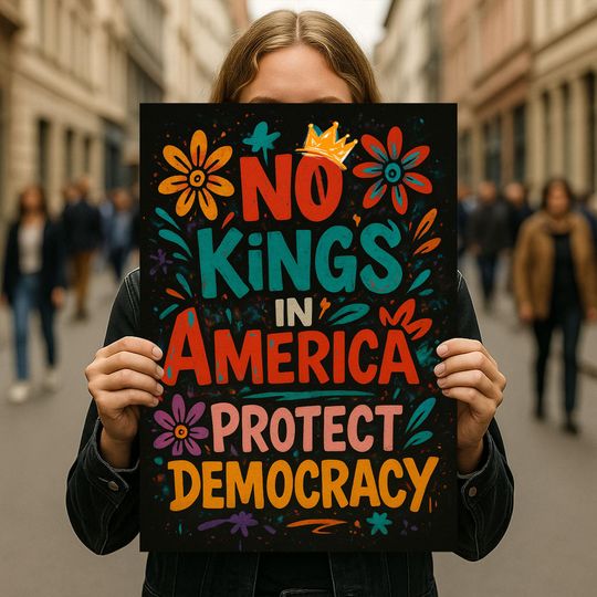 Discover Protect Democracy PNG, No Kings In America Anti-Trump PNG, Freedom Lovers Gift, Political Activist Rally Sign, Anti MAGA Sign