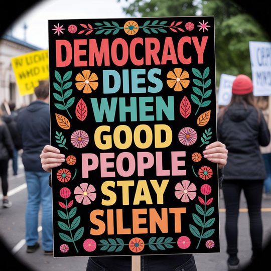 Discover Protect Democracy Protest Poster, No Kings Rally Day Protests Sign, Anti-Trump, Political Activist Poster, Rally Sign, Resist Fascism Poster