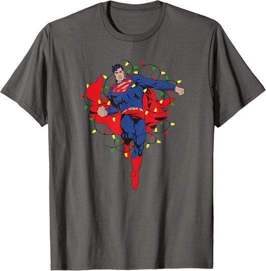 Discover DC Comics Superman Christmas Lights Superhero Flight T-Shirt