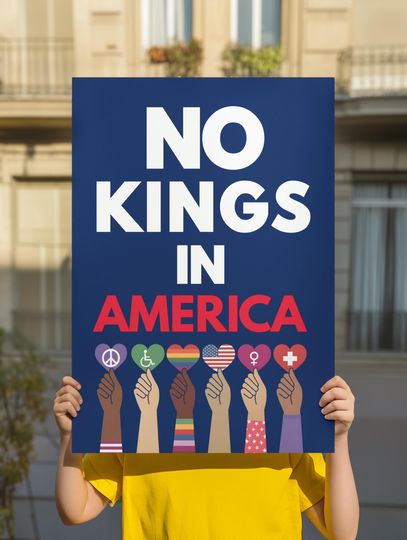 Discover No Kings In America Protest Sign Printable, Anti Trump Protest Poster For March, Political Activist Rally Sign (Digital Download)