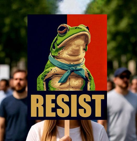 Discover Portland Frog Anti-ICE Protest Sign, No Kings Rally Day Protests Sign, Anti-Trump, Political Activist Poster, Rally Sign, Resistance Poster