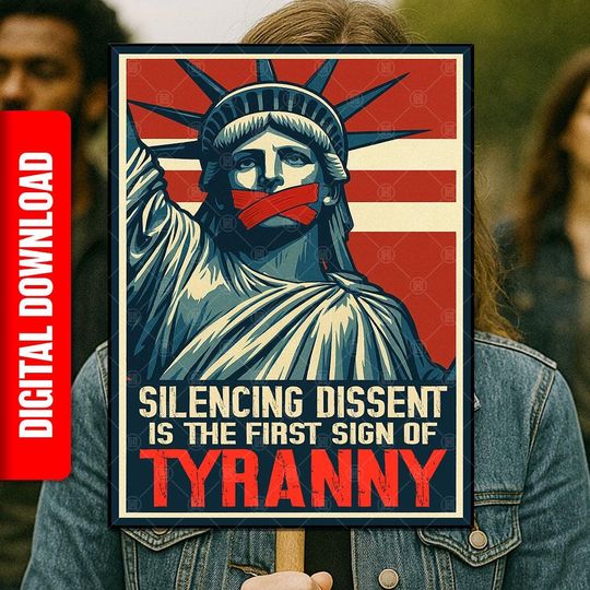 Discover Anti-Trump Silencing Dissent No Kings PRINTABLE SIGN, Protest Poster, Digital Download, Political Rally March Sign