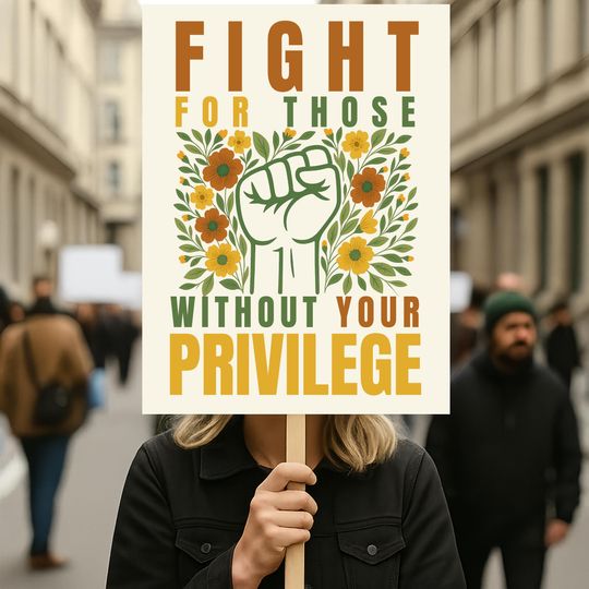 Discover Fight For Those Without Your Privilege Protest Sign 18"-24", Political Rally Sign, Anti-Trump Resistance Sign, Resist Fascism Protest Poster