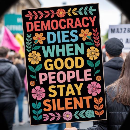 Discover Protect Democracy Protest Poster, No Kings Rally Day Protests Sign, Anti-Trump, Political Activist Poster, Rally Sign, Resist Fascism Poster