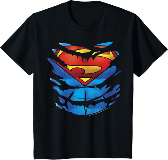 Discover Kids DC Comics Superman Ripped Shirt Logo T-Shirt, Gift For Fan