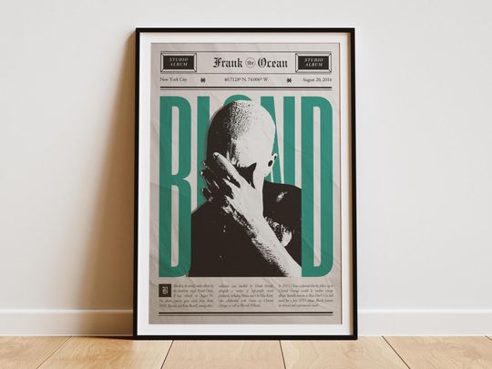 Frank Ocean - Blond Digital Album Poster - Blue Retro New York Times Style Album Cover  Minimalist Music Print  Gift For Frank Ocean Fans