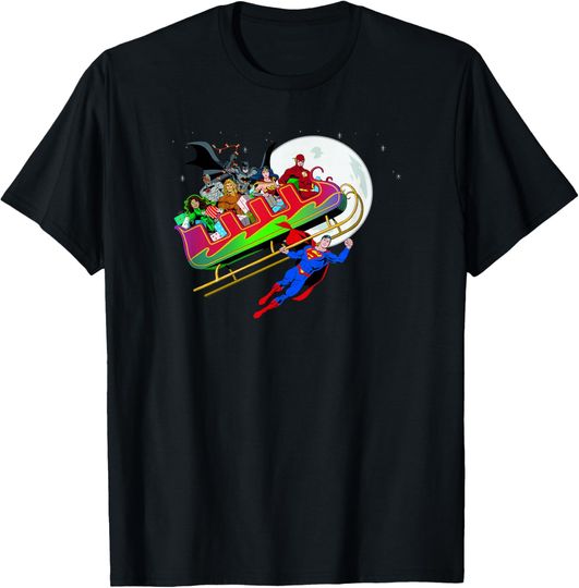 DC Comics Christmas Justice League Sleigh Ride T-Shirt, Gift For Fan