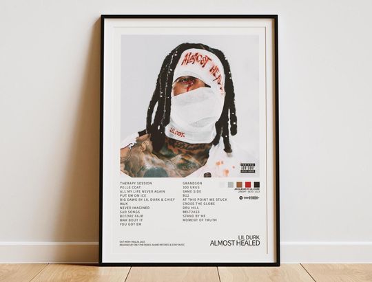 Discover Lil Durk - Almost Healed Album Cover Digital Poster | All My Life Song | Minimalist Gift Poster | Hip Hop - Rap | Never Again | Pelle Coat
