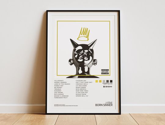 Discover J Cole - Born Sinner Digital Album Cover Poster | Room Aesthetic | Music Album Cover | Jcole Poster | No Role Modelz | Hyperbeast Poster