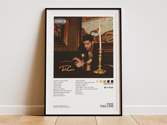 Discover Drake - Take Care Digital Album Cover Poster | Tracklist-Poster | Album Cover Wall Art | Drake Album Print | Take Care Album Cover Digital