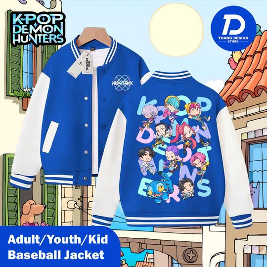 Huntrix Kpop Demon Hunters Varsity Jacket for Kids, Youth & Adults
