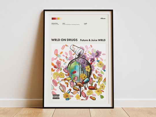 Wrld On Drugs Juice Wrld Digital Album Poster - Juice Wrld Poster - Tracklist Poster - Rap Print -  Gift For Him - Future Album Print