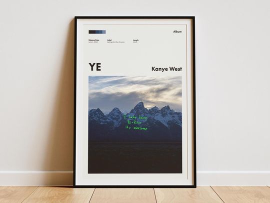 Kanye West Poster - Digital Album Cover Poster - Ye Poster - Ye Kanye - Ye Album Poster - Gift For Him - Kanye Art - Music Room Decor