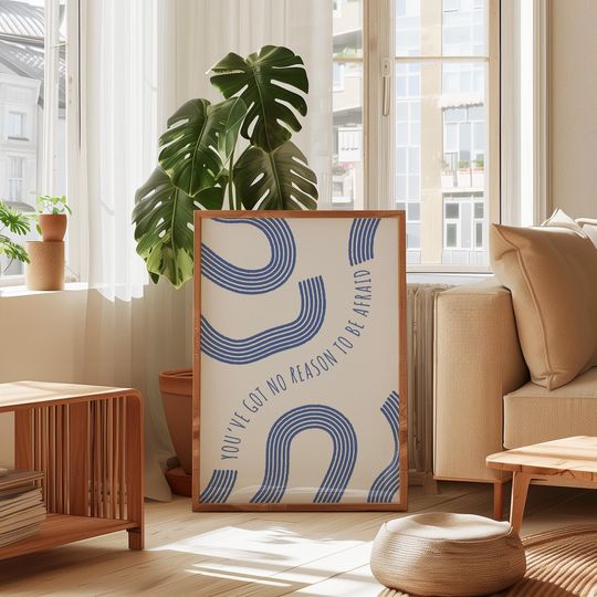 Taylorr Inspired Art Print No Reason to Be Afraid, Girly College Dorm Navy Blue Decor