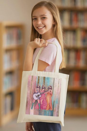 Discover Taylor Music Tote Bag: Washable Cotton Canvas TS Library Book Bag