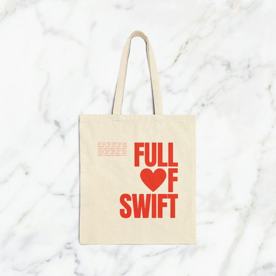 Discover Full Of Swift Cotton Canvas Tote Bag, Full Album List UPDATED 2024, Taylor TS taylor version Red Heart, Valentine's Day Gift, Funny Gift For Her