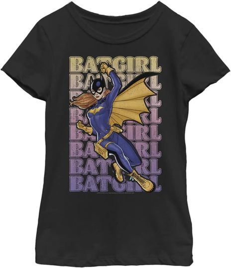 WARNER BROS Little, Big Batman Batgirl Name Girls Short Sleeve Tee Shirt, Gift For Fans