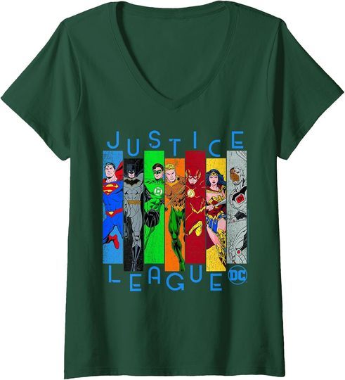Womens DC Comics Justice League Colorful Panels T-Shirt, Gift For Fans