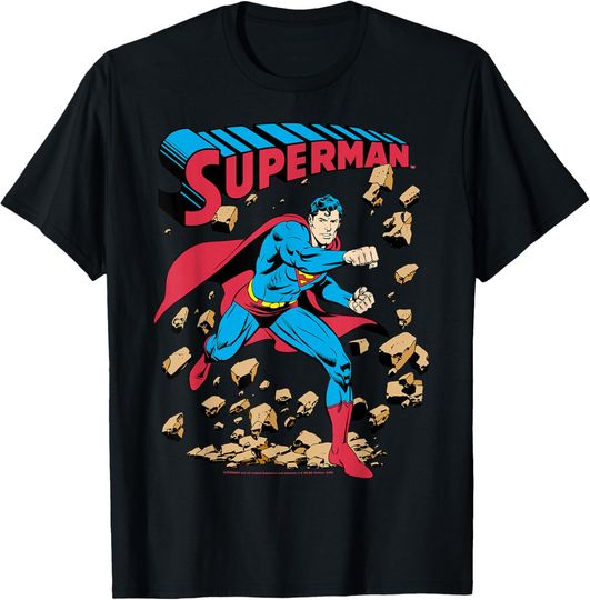 Discover DC Comics Superman Smash Rocks Vintage Poster T-Shirt, Gift For Fans
