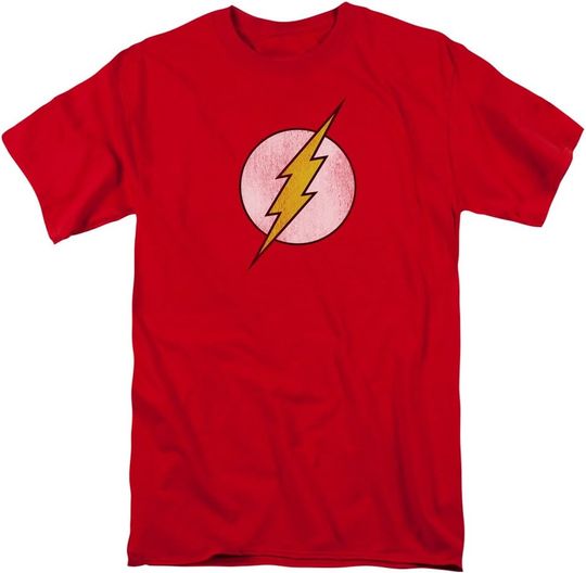DC Comics Men's The Flash Distressed Logo T-Shirt, Gift For Fans