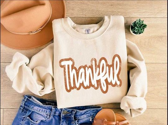 Discover Thankful Sweatshirt, Thanksgiving Crewneck, Cute Thanksgiving Sweatshirt