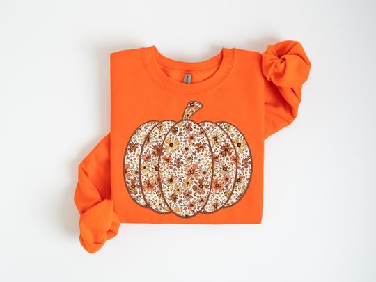 Discover Floral Fall Pumpkin Sweatshirt, Thanksgiving Coquette Pumpkin Fall Sweatshirt