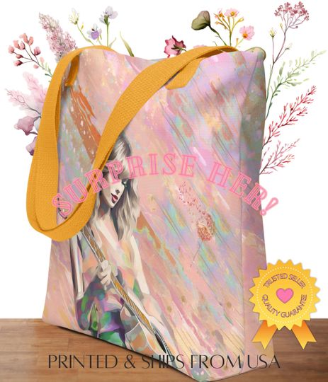 Discover Taylorr Tote Bag: Eras Music Back to School, Sleepover, Watercolor Artsy Shopping Bag