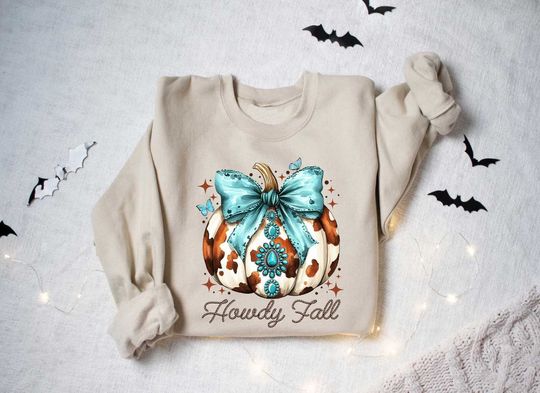 Discover Howdy Fall Pumpkin Sweatshirt, Western Fall Shirt, Fall Coquette Bow T Sweatshirt