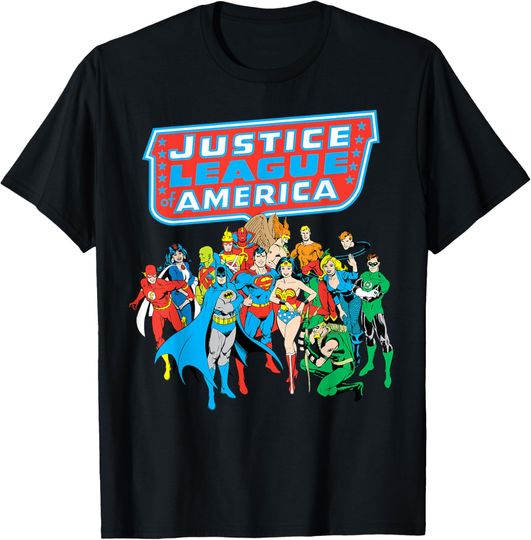 DC Comics Justice League Of America Group Shot T-Shirt, Gift For Fans